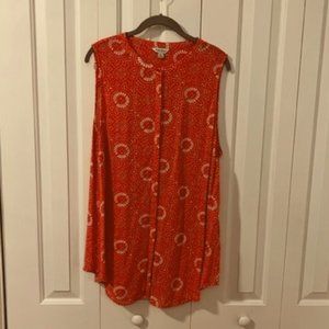 Lucky Brand Coral/Orange/Tan/White Tunic Top Size XL (fit XXL too)